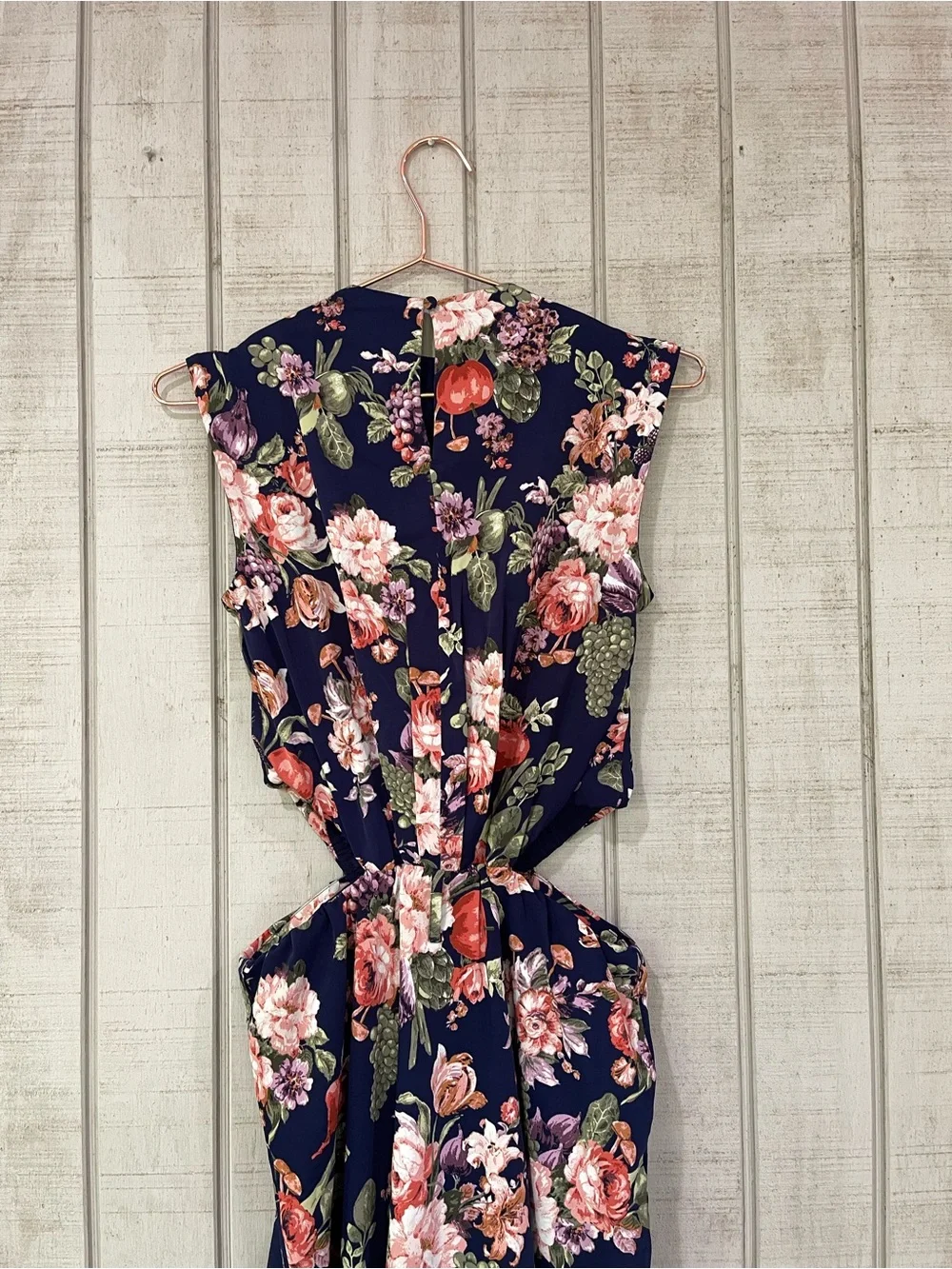Abercrombie Fitch Navy Floral Side Cutout Maxi Dress XS Wedding Guest